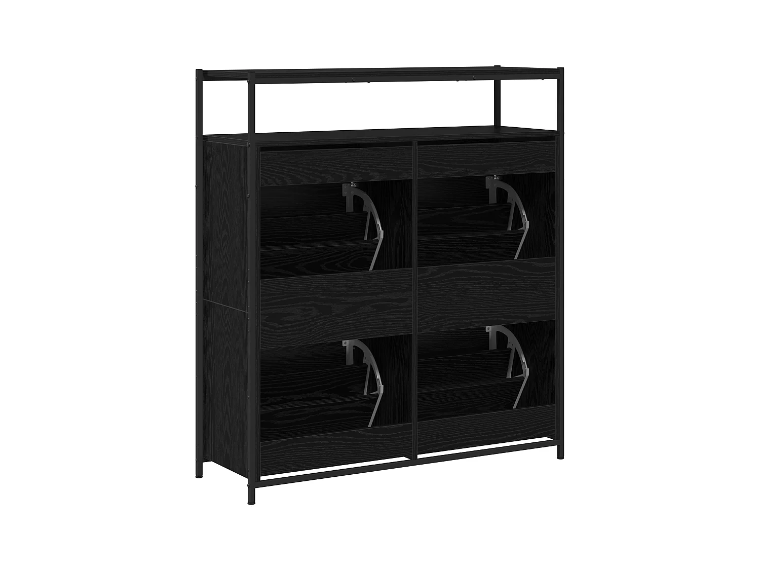 Scarpiera con 4 cassetti basculanti rovere nero 100x34x112 cm