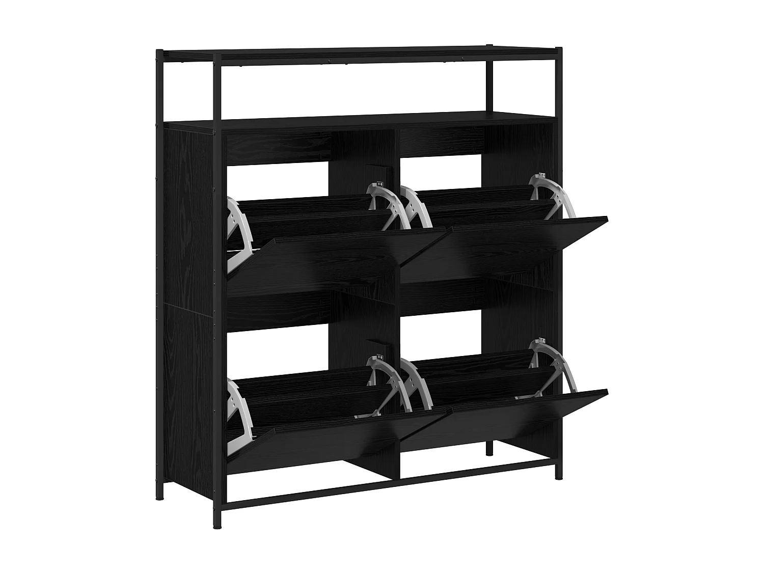 Armoire à chaussures avec 4 tiroirs basculants chêne noir 100x34x112 cm