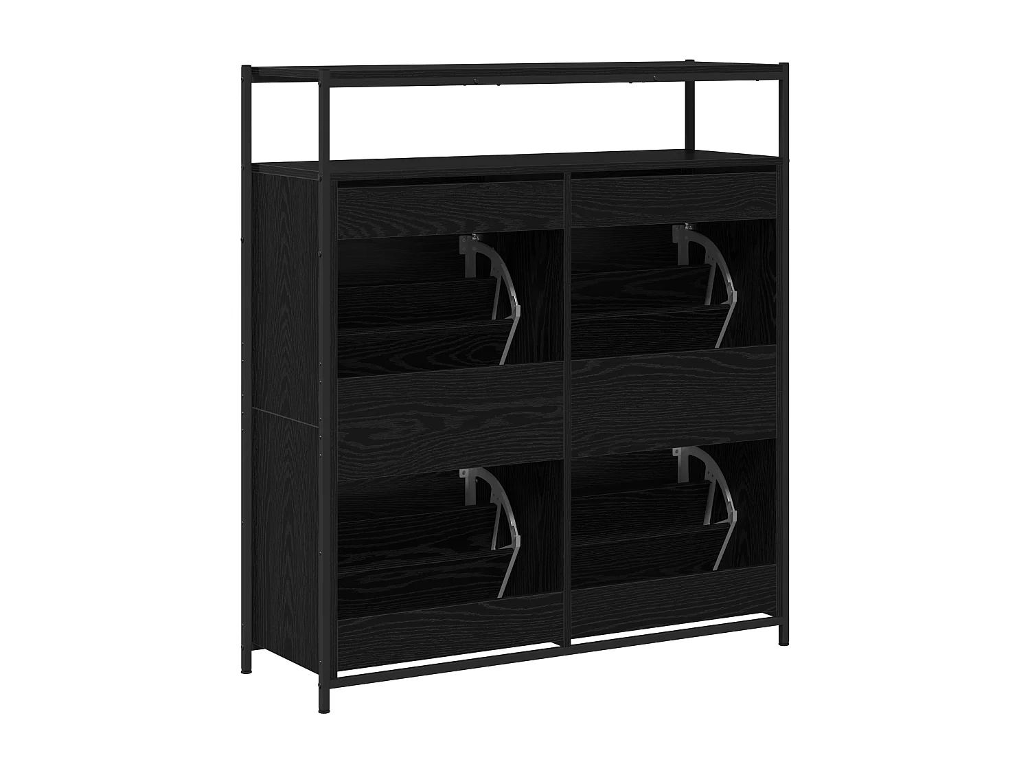Armoire à chaussures avec 4 tiroirs basculants chêne noir 100x34x112 cm