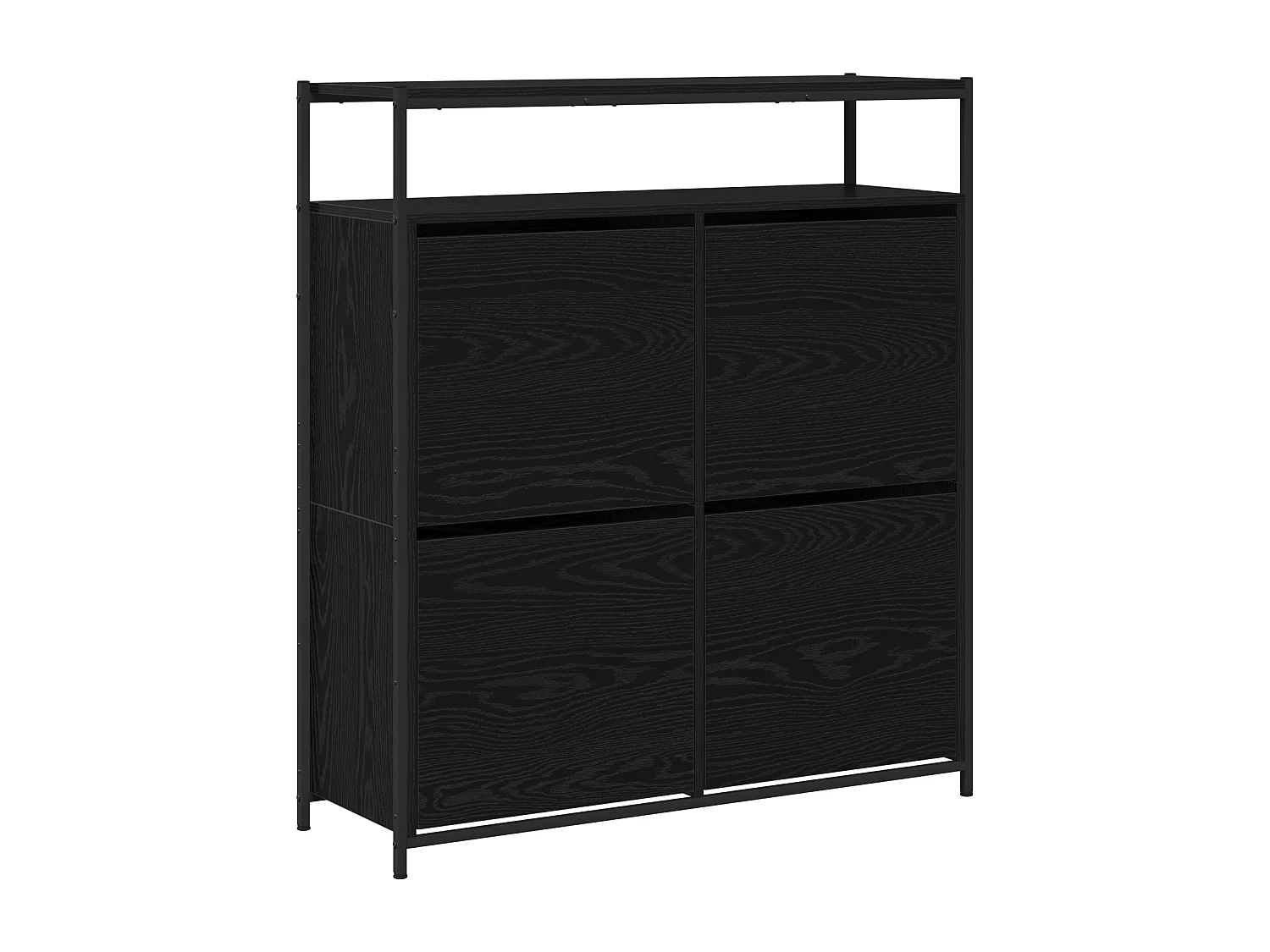 Zapatero con 4 cajones basculantes roble negro 100x34x112 cm