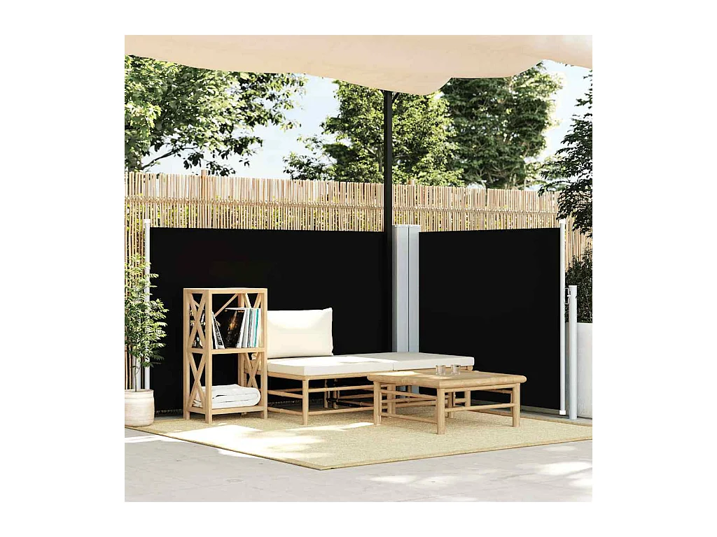 Uitschuifbare zijluifel zwart 120 x 1000 cm