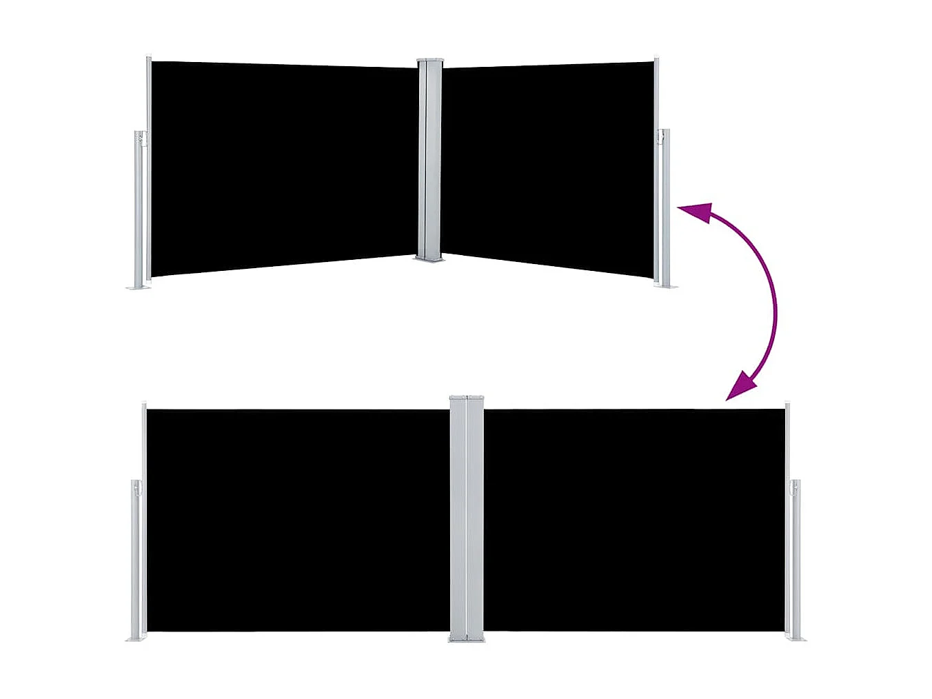 Tenda da sole laterale retrattile nera 120 x 1000 cm