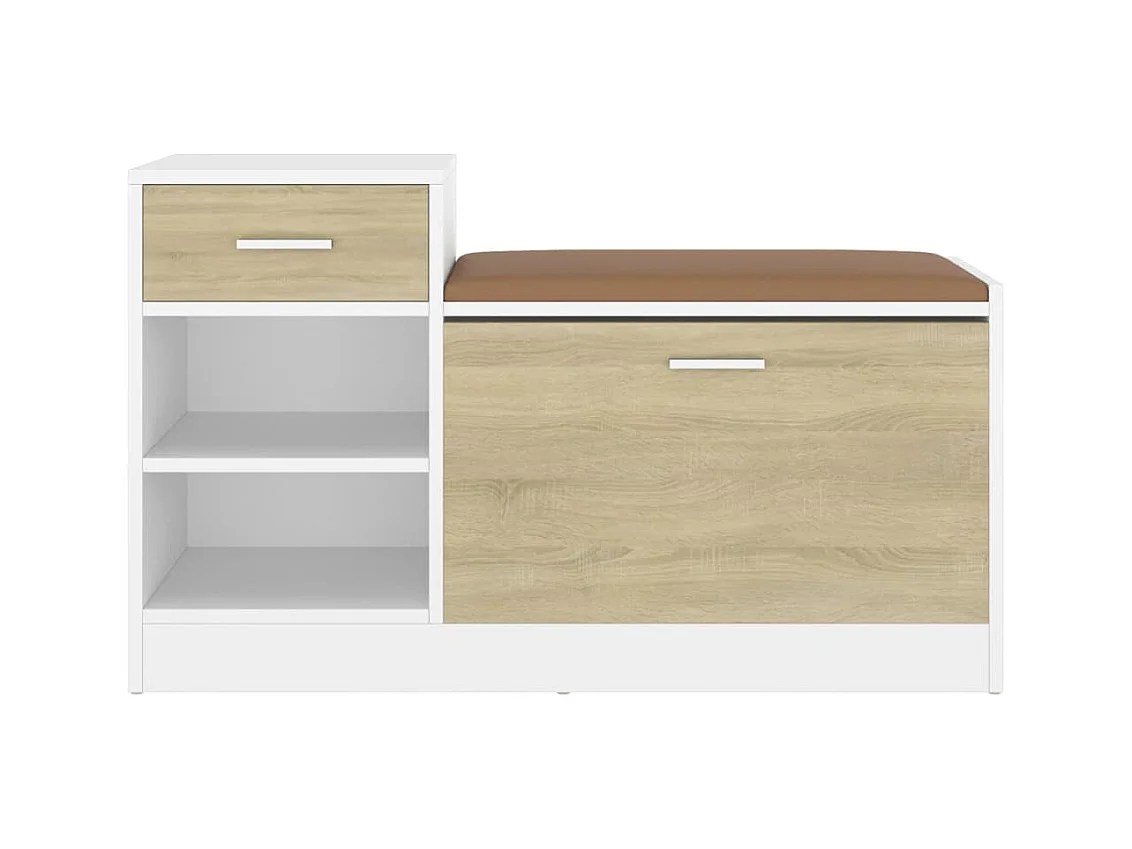 Banc à chaussures blanc et chêne sonoma bois d'ingénierie