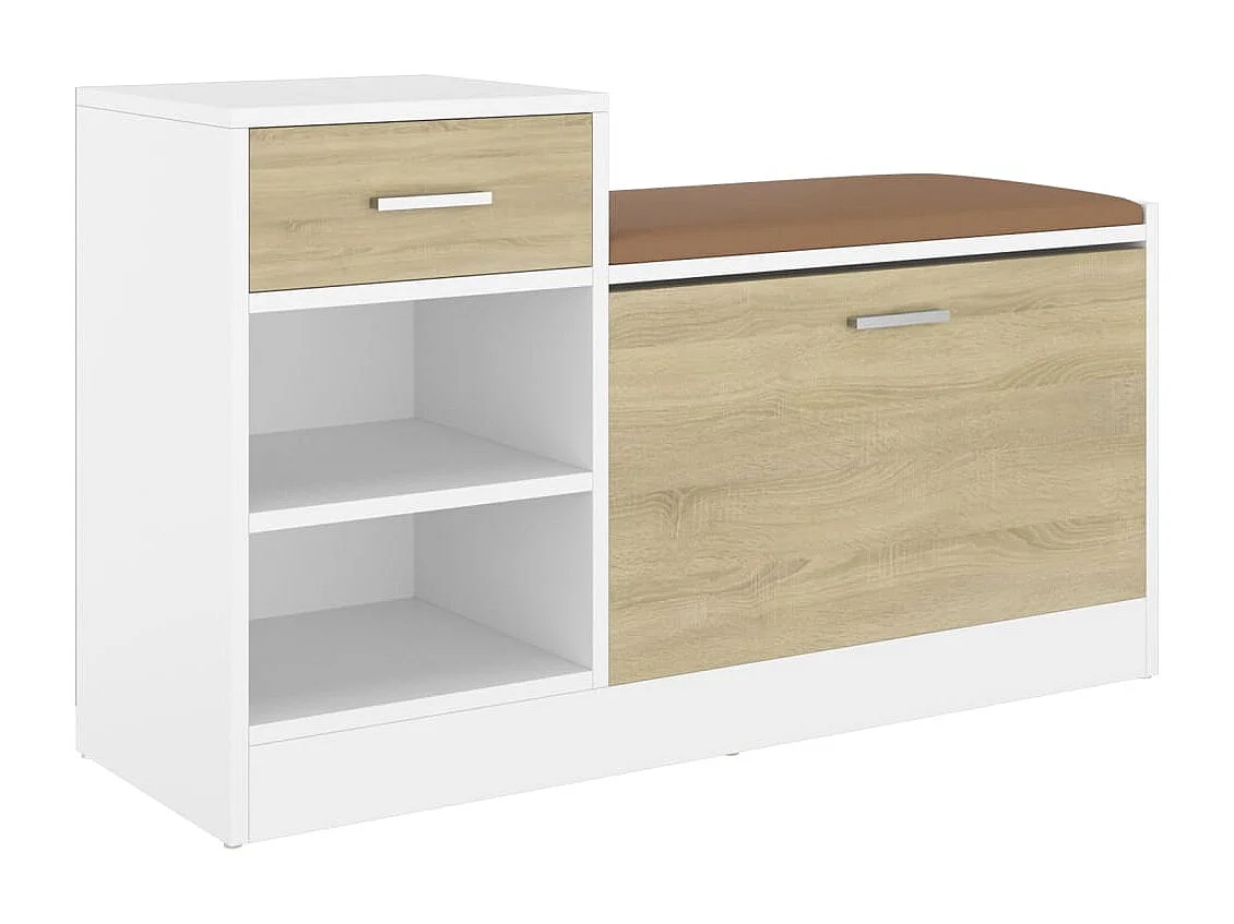 Banc à chaussures blanc et chêne sonoma bois d'ingénierie
