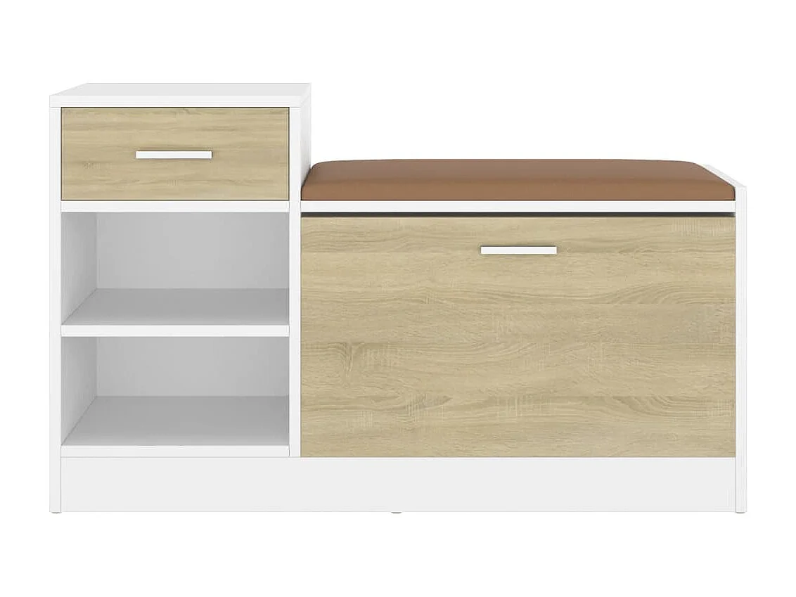 Banc à chaussures blanc et chêne sonoma bois d'ingénierie