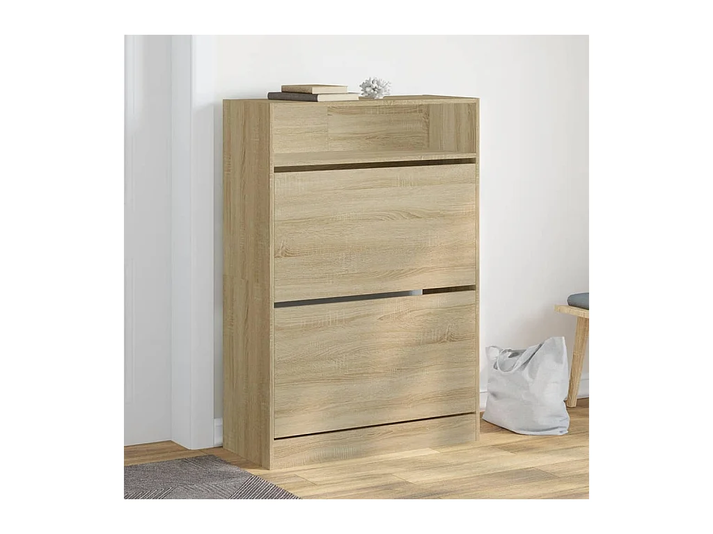 Armoire à chaussures 2 tiroirs rabattables chêne sonoma
