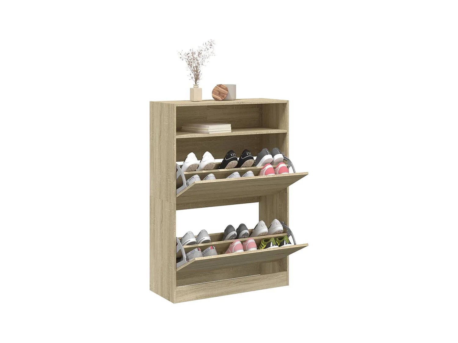 Armoire à chaussures 2 tiroirs rabattables chêne sonoma