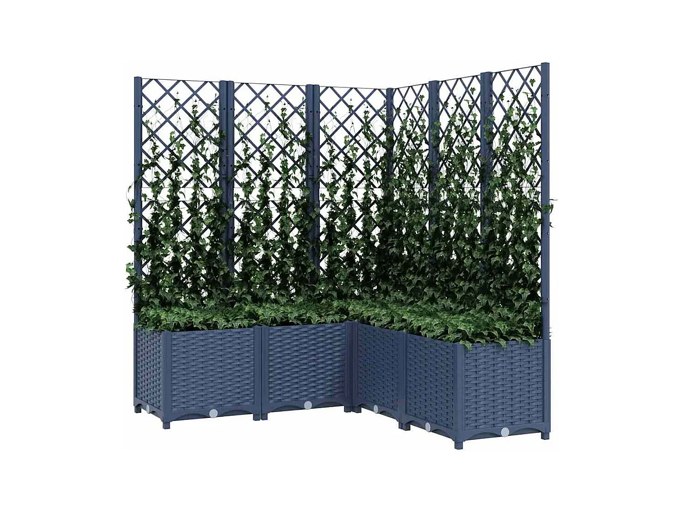 Jardinière avec treillis bleu gris 120x120x136 cm PP