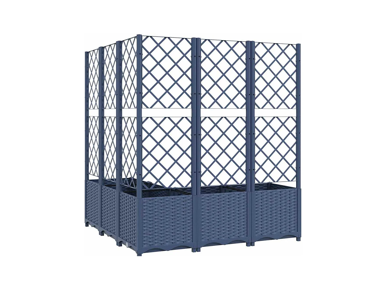 Jardinière avec treillis bleu gris 120x120x136 cm PP