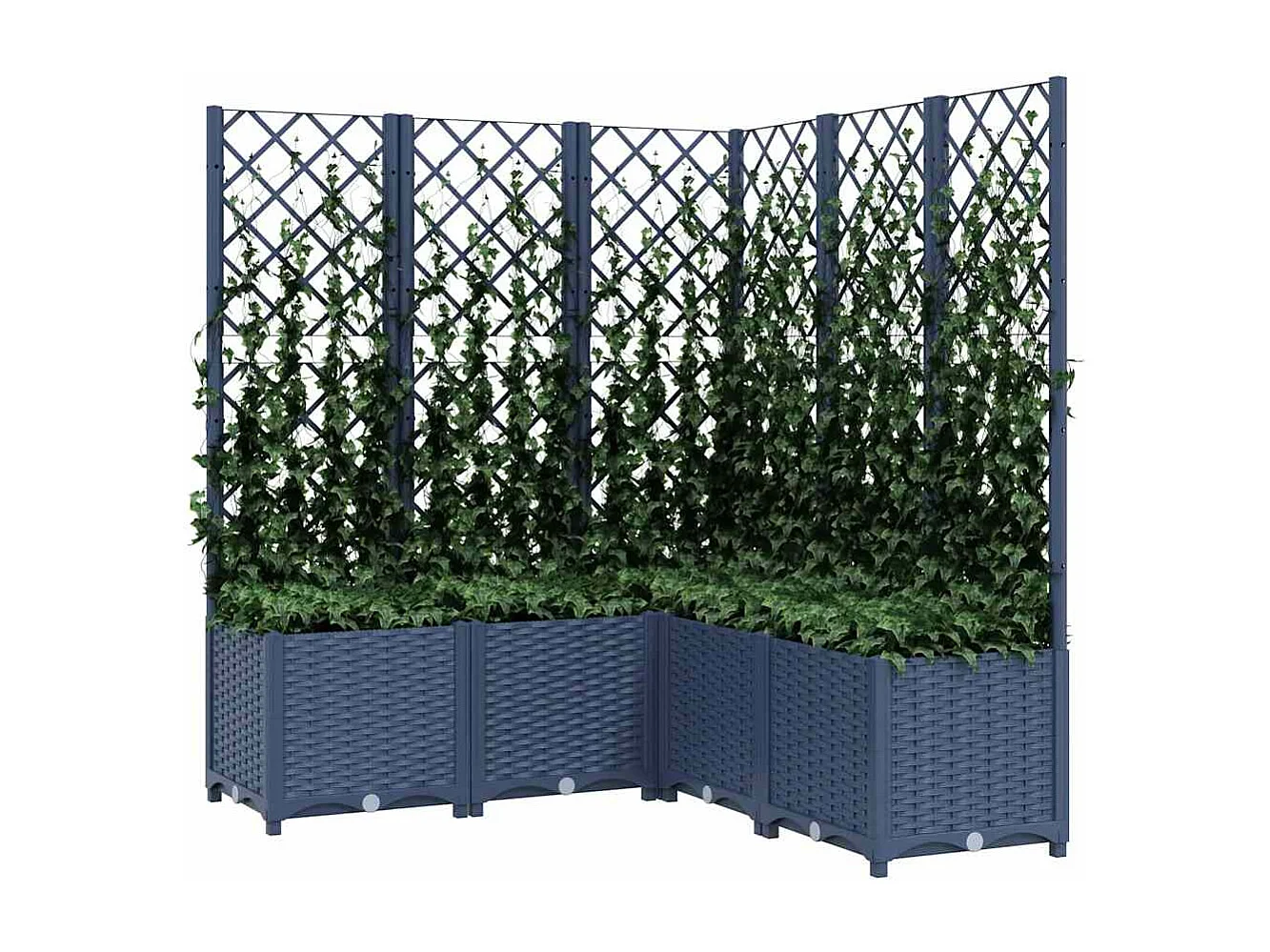 Jardinière avec treillis bleu gris 120x120x136 cm PP