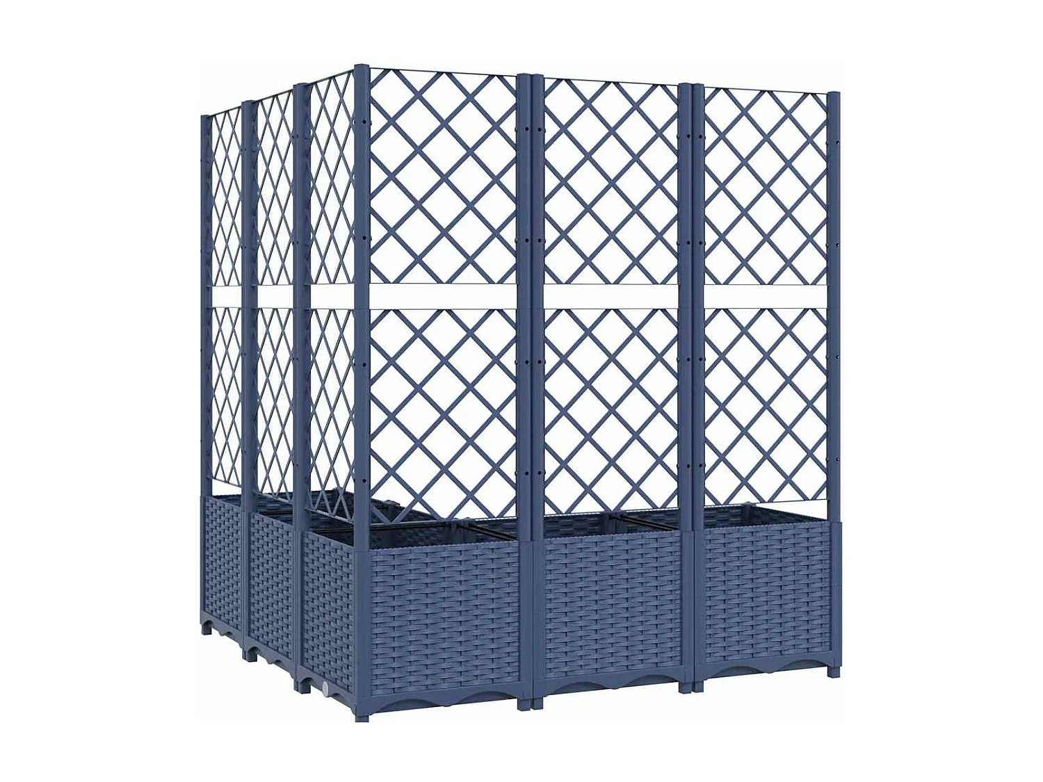 Jardinière avec treillis bleu gris 120x120x136 cm PP