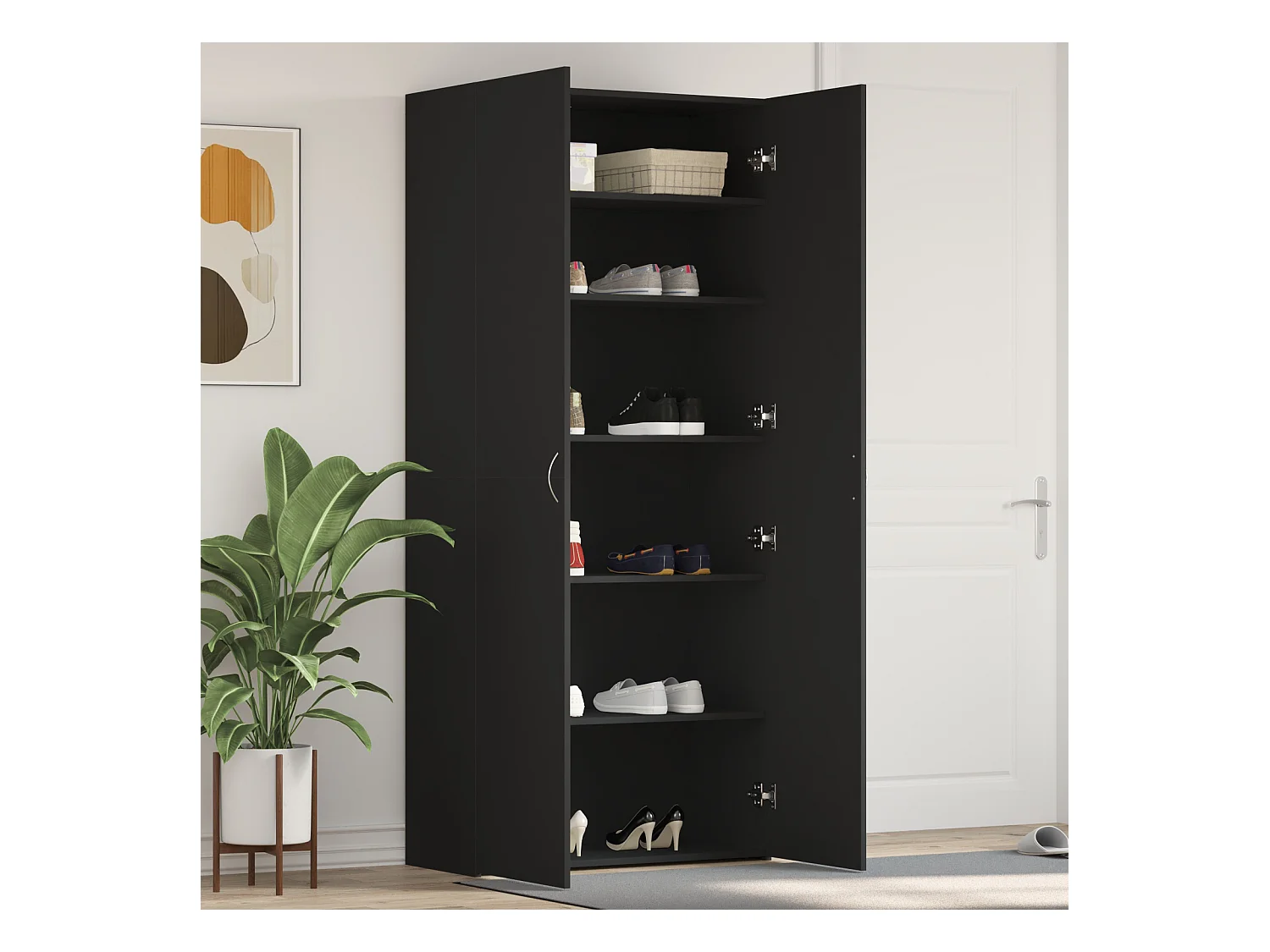 Cabinet à chaussures Noir 80x35,5x180 cm Bois d'ingénierie