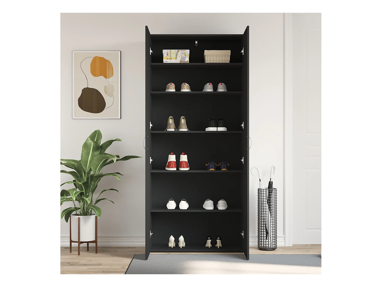 Cabinet à chaussures Noir 80x35,5x180 cm Bois d'ingénierie