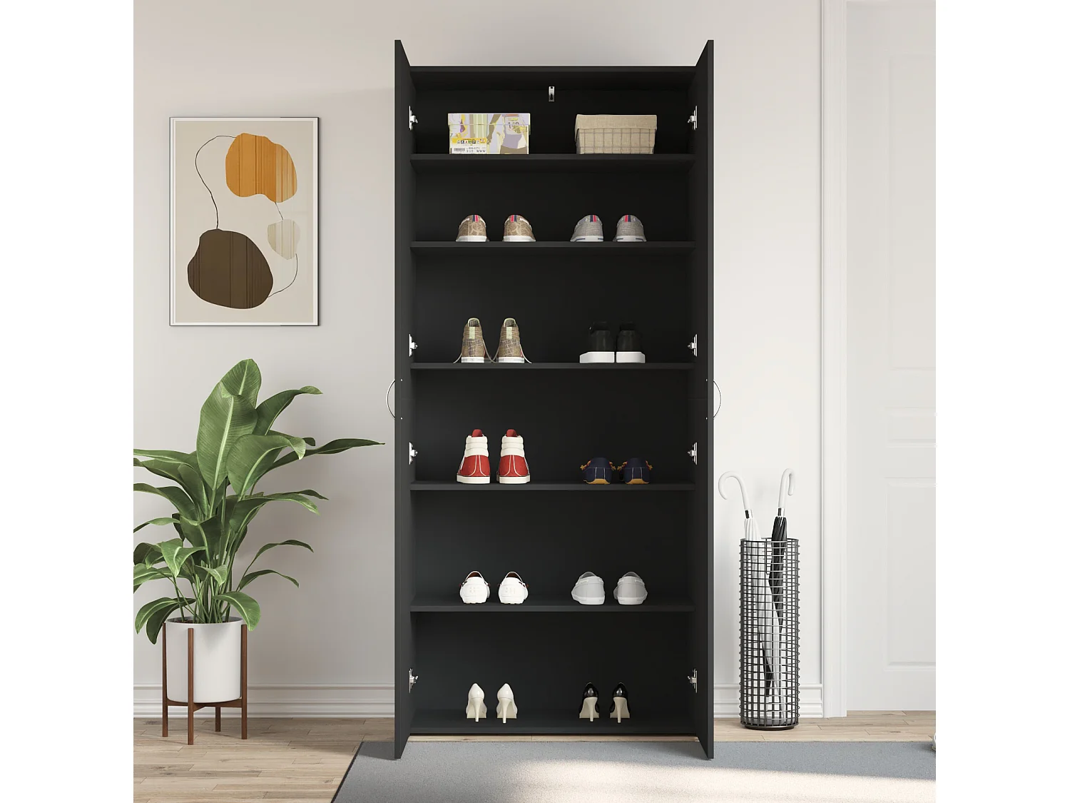 Cabinet à chaussures Noir 80x35,5x180 cm Bois d'ingénierie