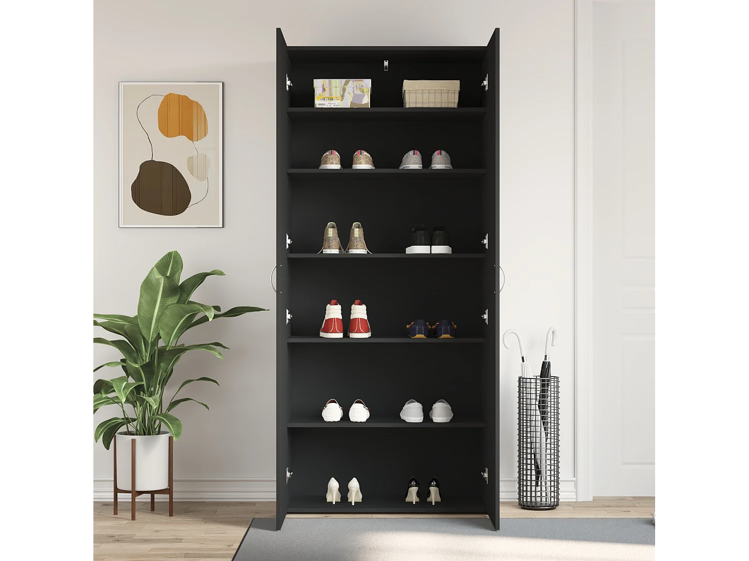 Cabinet à chaussures Noir 80x35,5x180 cm Bois d'ingénierie