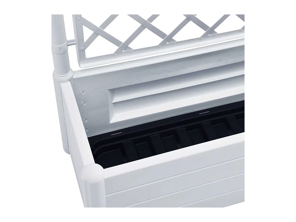 Jardinera con enrejado 100x43x142 cm PP Blanco