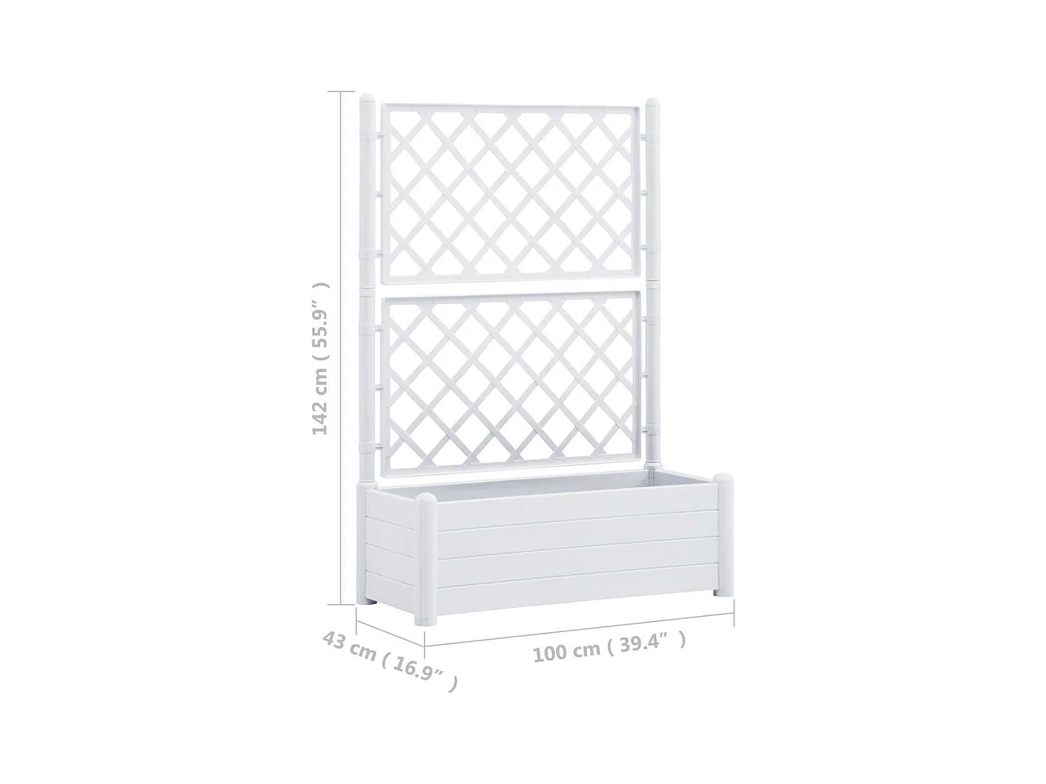 Jardinera con enrejado 100x43x142 cm PP Blanco