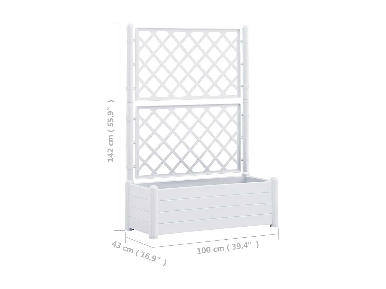 Jardinière avec treillis 100x43x142 cm PP Blanc