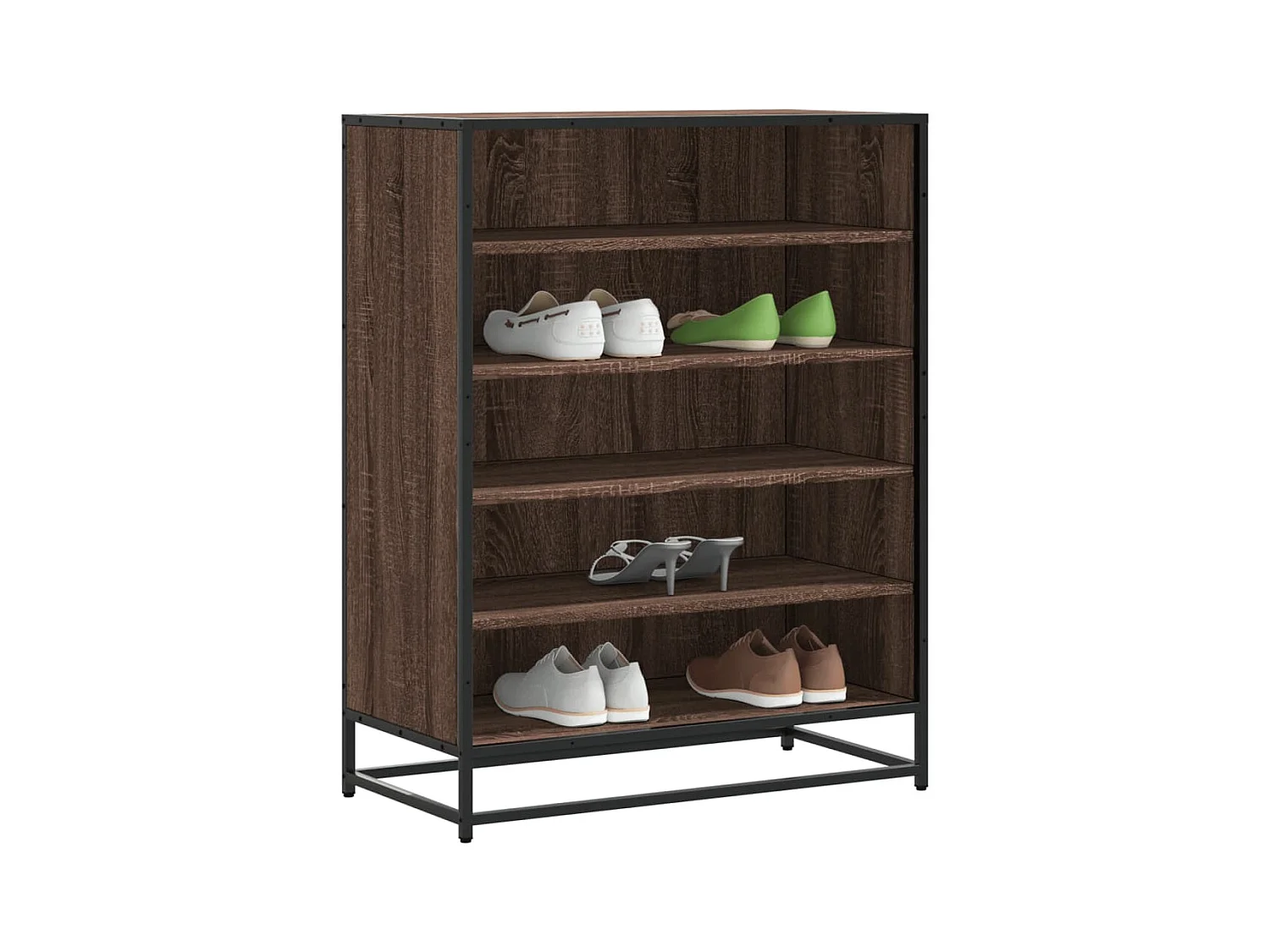 Meuble à chaussures chêne marron bois d'ingénierie et métal