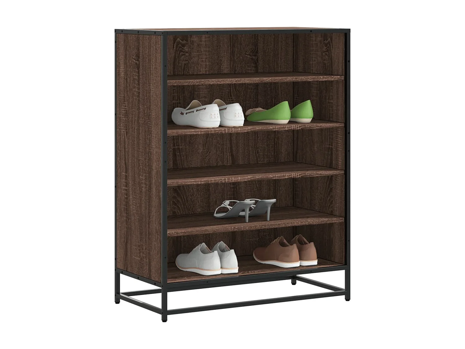 Meuble à chaussures chêne marron bois d'ingénierie et métal