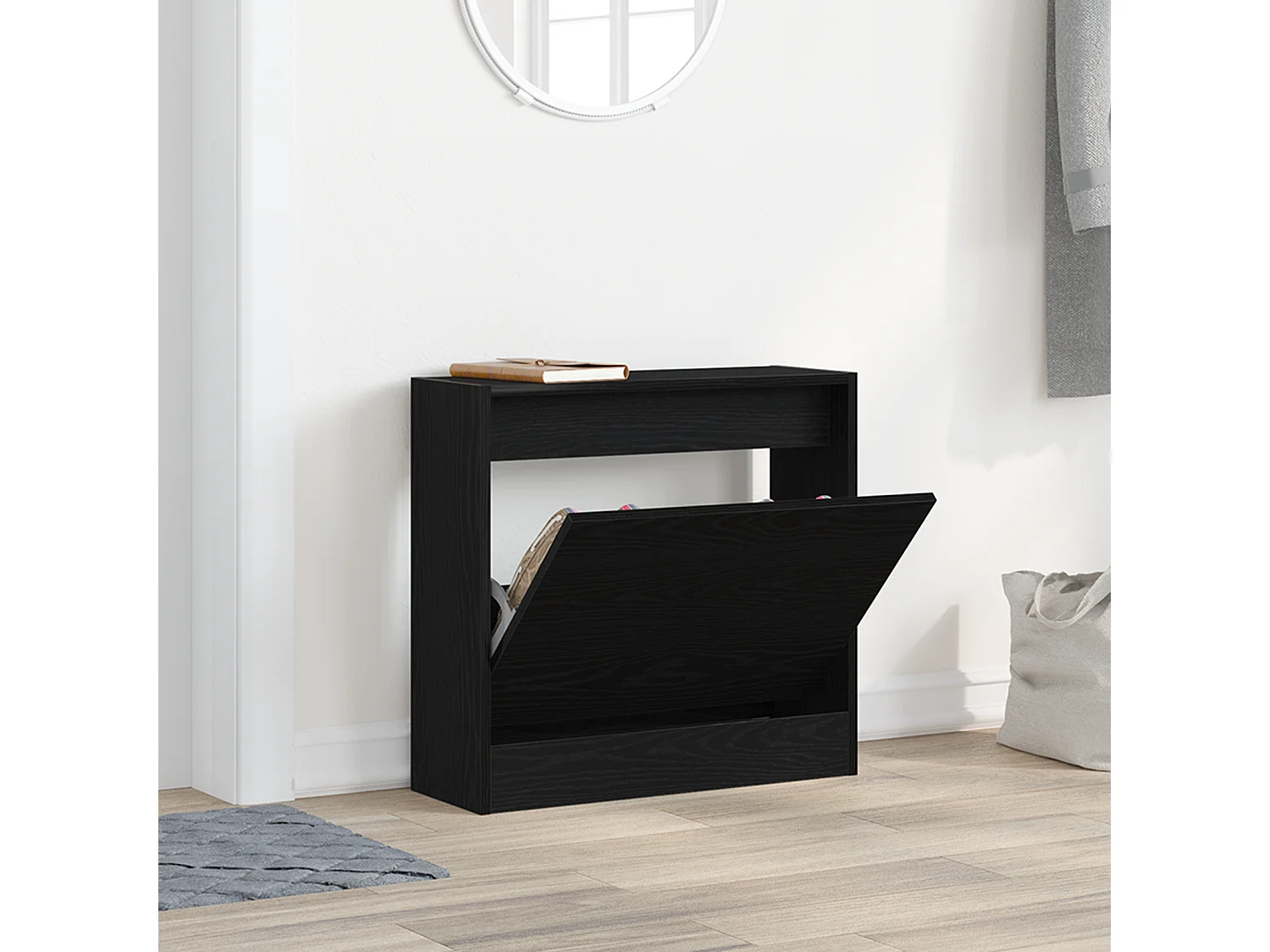 Cabinet à chaussures Chêne noir 60x21x57 cm Bois d'ingénierie