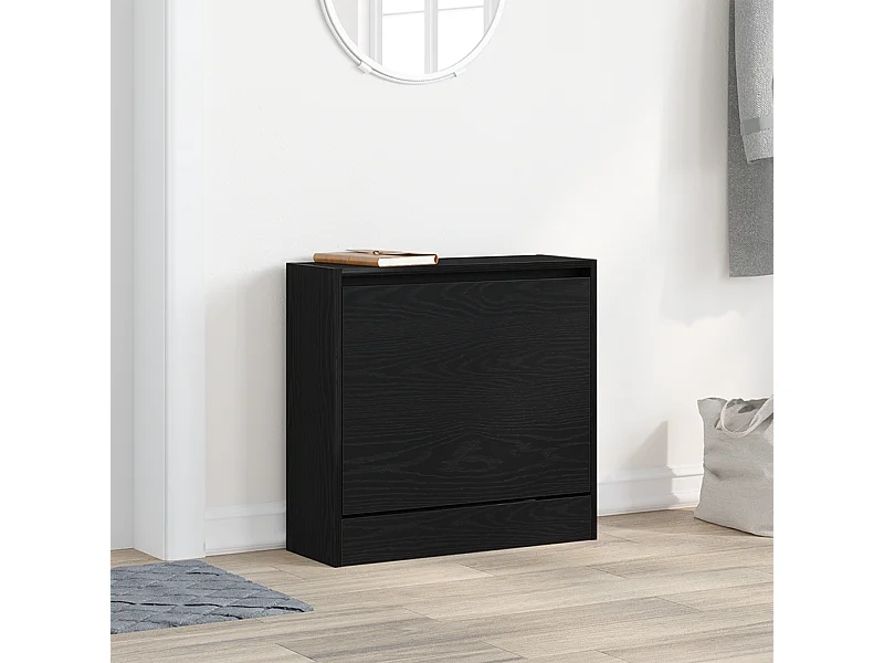 Cabinet à chaussures Chêne noir 60x21x57 cm Bois d'ingénierie