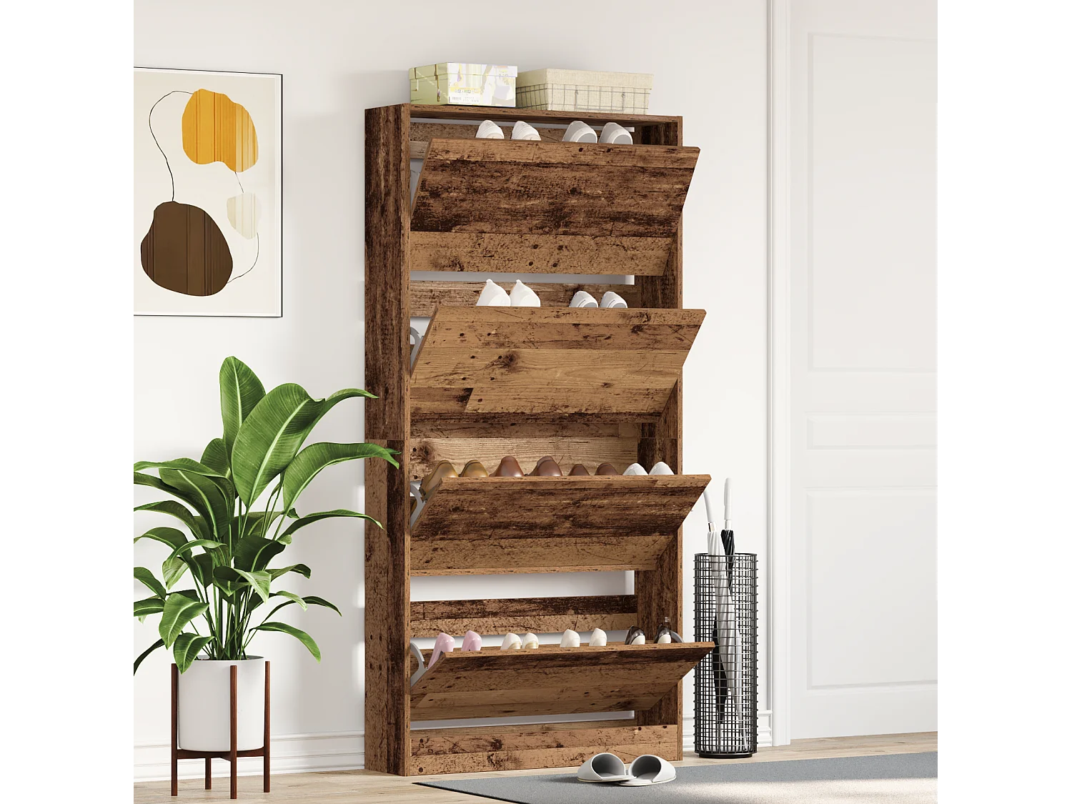 Armoire à chaussures Bois ancien Bois d'ingénierie