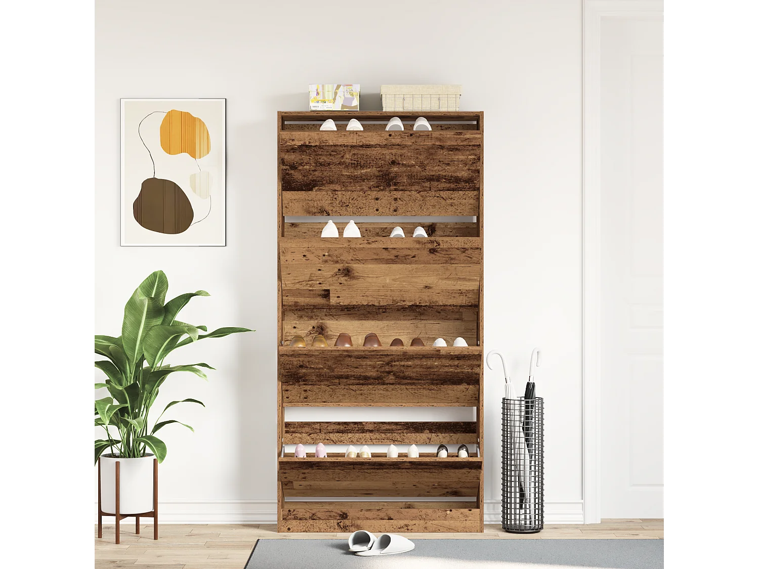 Armoire à chaussures Bois ancien Bois d'ingénierie