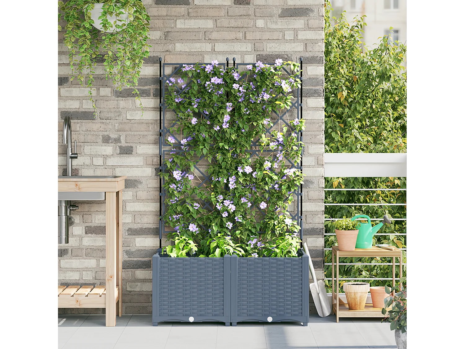 Tuinman met trellis 2 stuks Lichtgrijs 80x40x143 cm