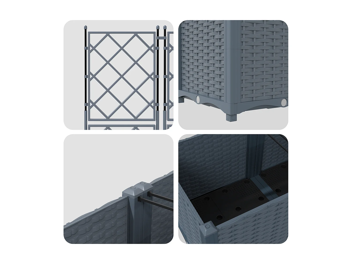 Tuinman met trellis 2 stuks Lichtgrijs 80x40x143 cm