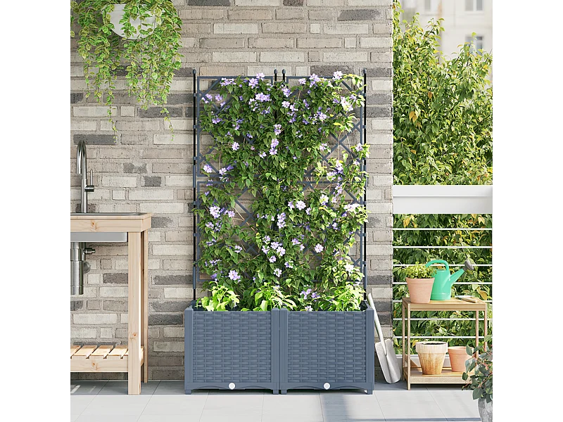 Tuinman met trellis 2 stuks Lichtgrijs 80x40x143 cm