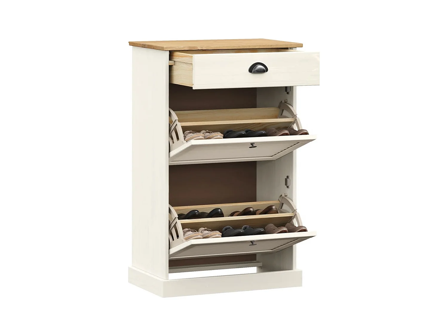 Armoire à chaussures 60x35x96 cm blanc bois massif de pin