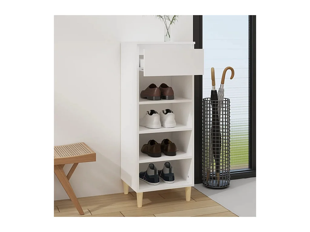 Scarpiera bianca 40x36x105 cm Legno ingegnerizzato