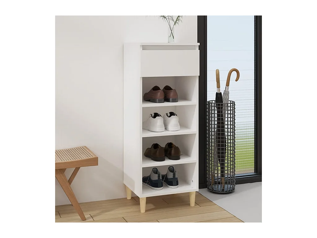 Scarpiera bianca 40x36x105 cm Legno ingegnerizzato