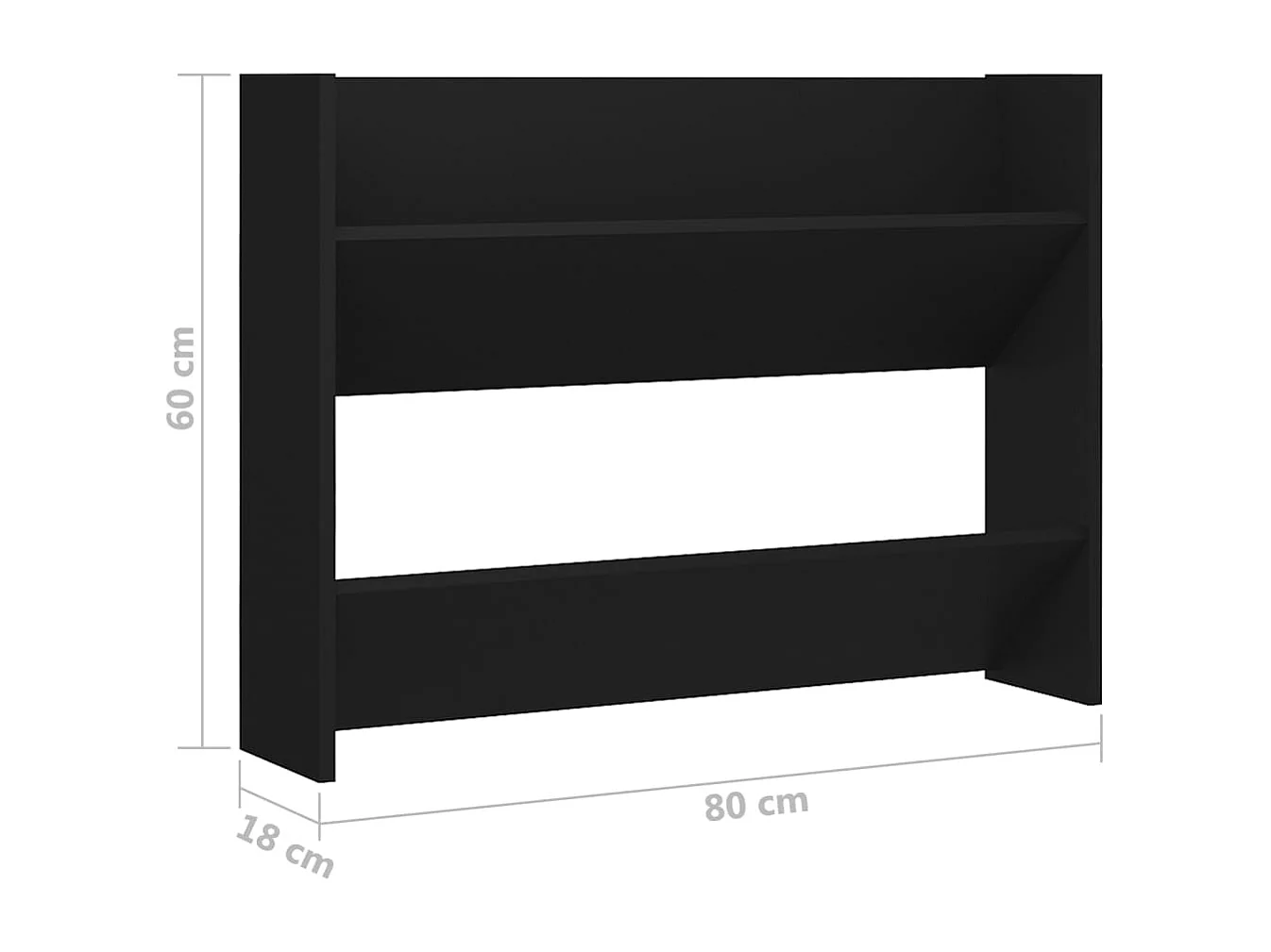 Armoire à chaussures murale Noir 80x18x60 cm Aggloméré