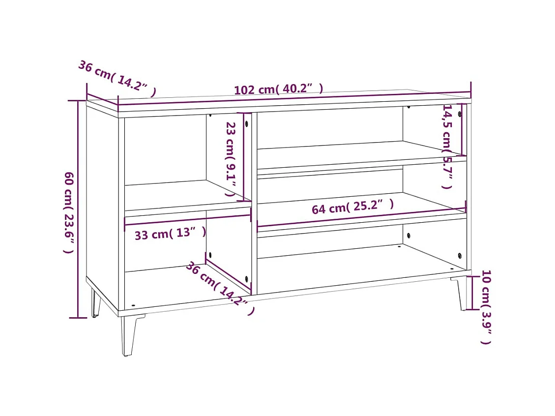 Armoire à chaussures Blanc 102x36x60 cm Bois d'ingénierie