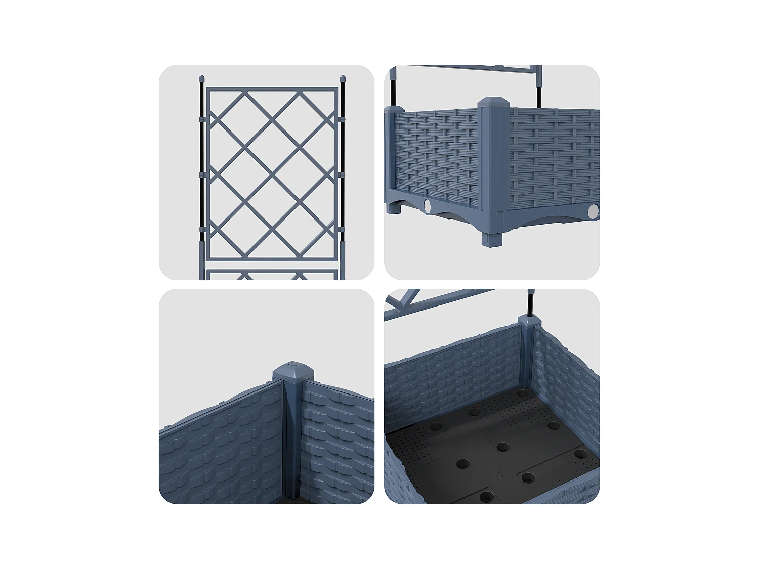 Fioriera con traliccio grigio 40x40x125,5 cm