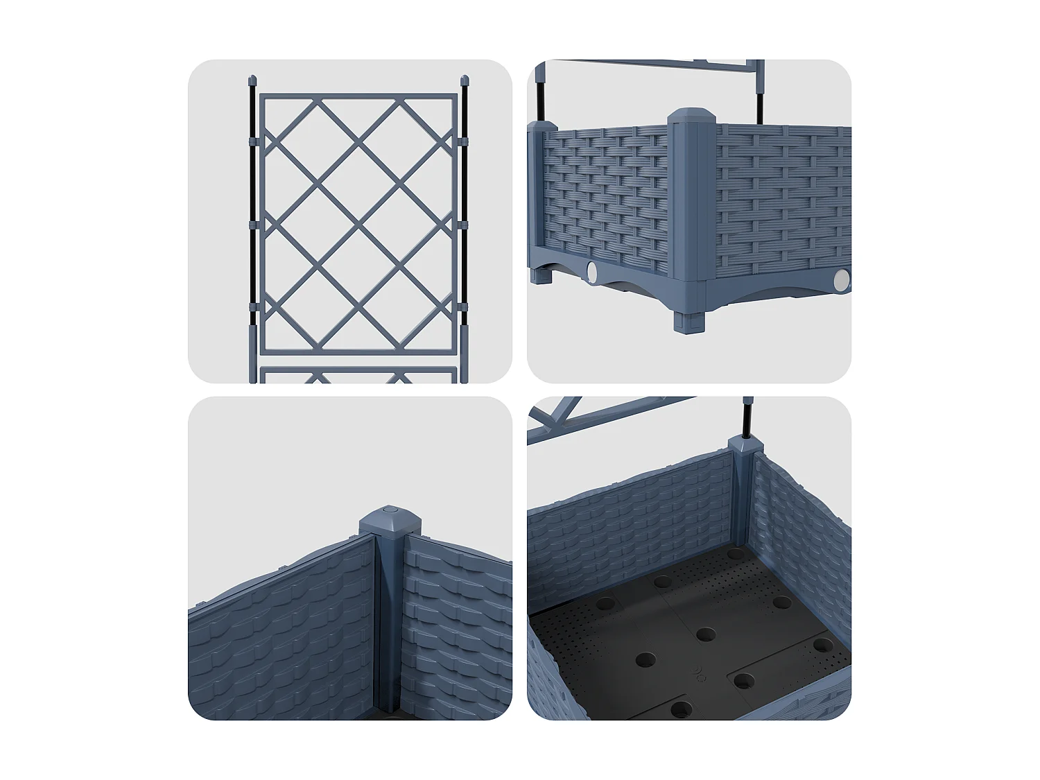 Jardinière avec treillis grise 40x40x125,5 cm