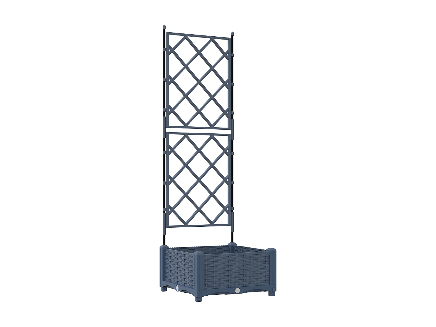 Plantenbak met grijs trellis 40x40x125,5 cm