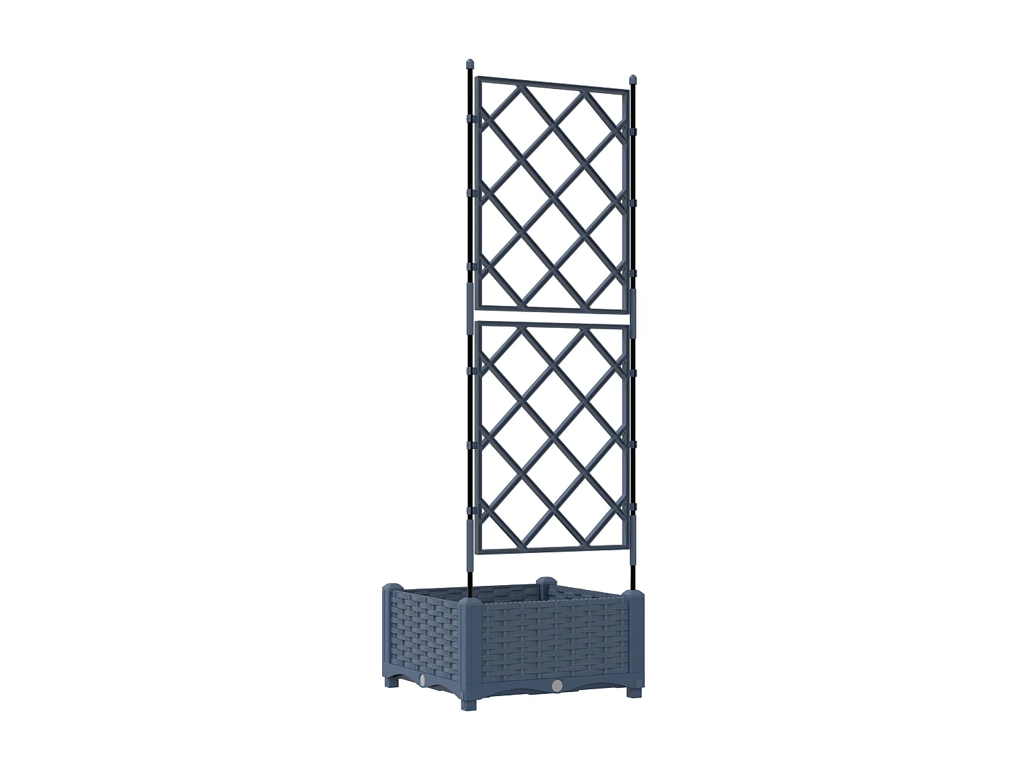 Plantenbak met grijs trellis 40x40x125,5 cm