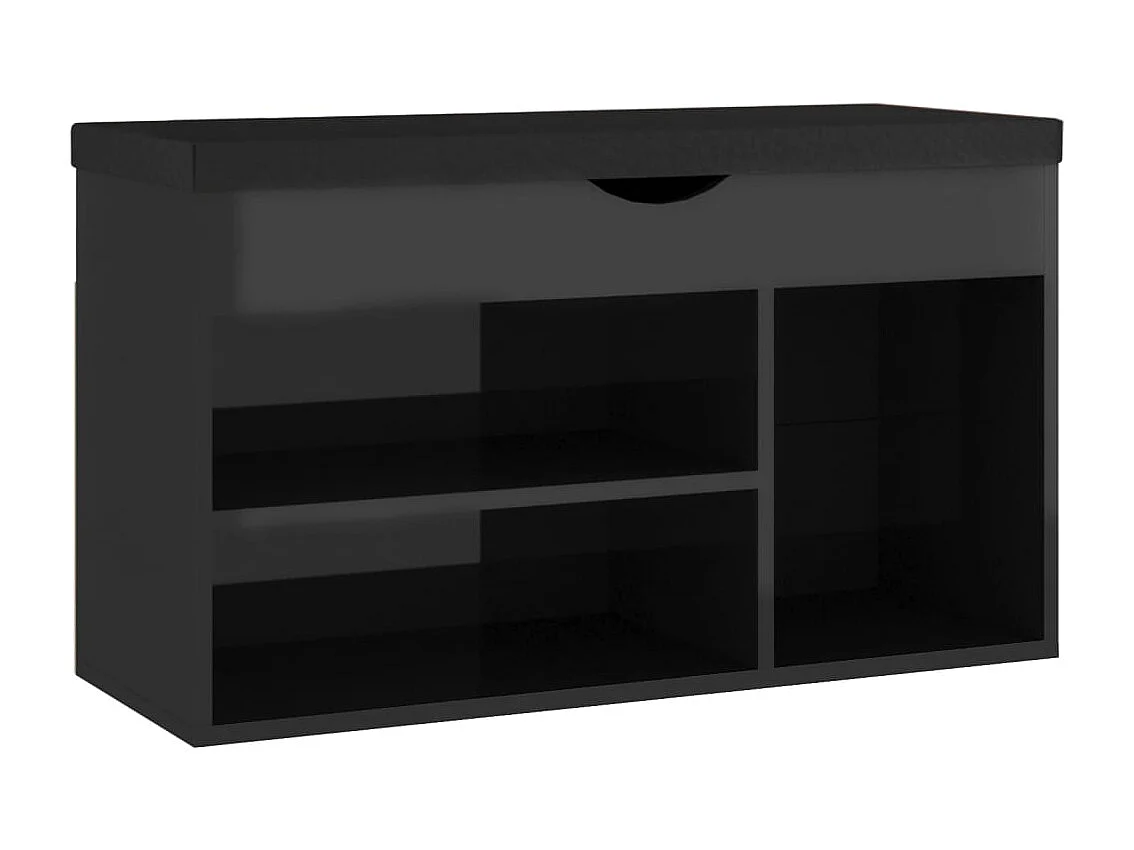 Banco para zapatos y cojín de madera de ingeniería negra brillante