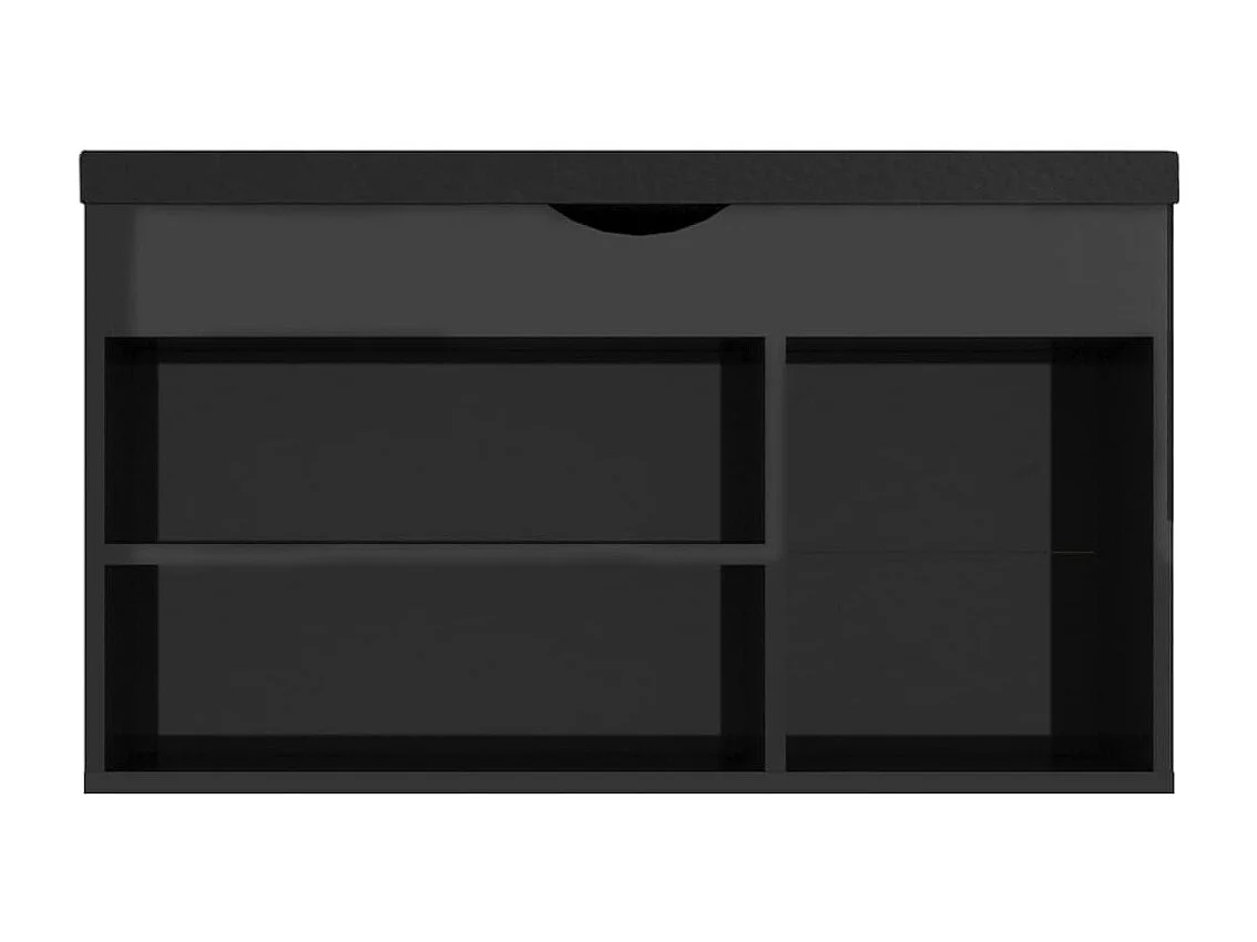 Banco para zapatos y cojín de madera de ingeniería negra brillante