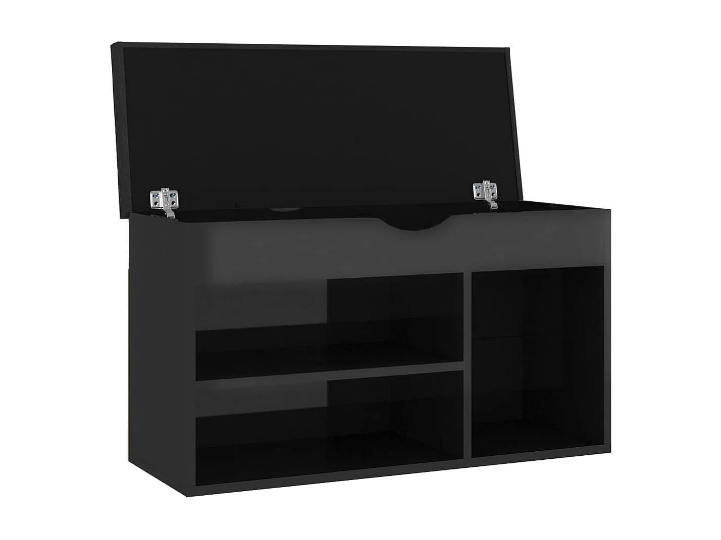 Banco para zapatos y cojín de madera de ingeniería negra brillante