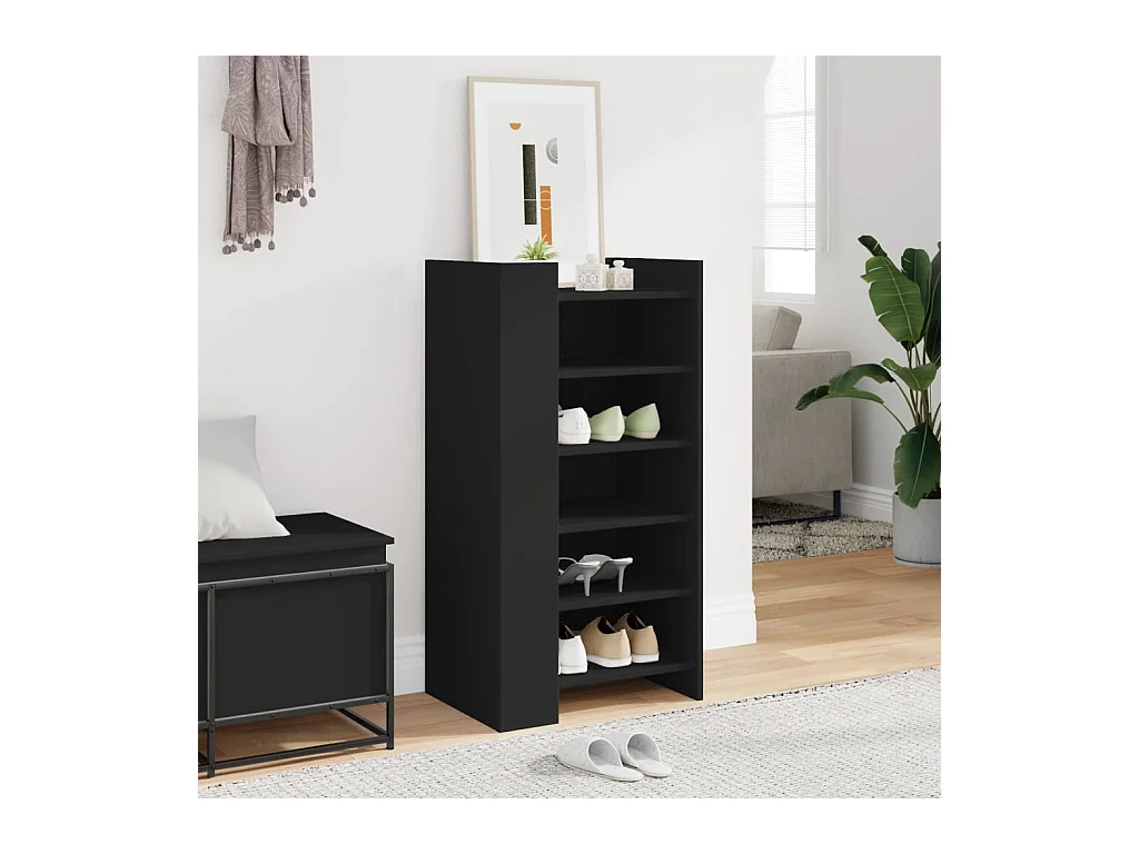 Zapatero negro 52x37,5x100 cm madera contrachapada