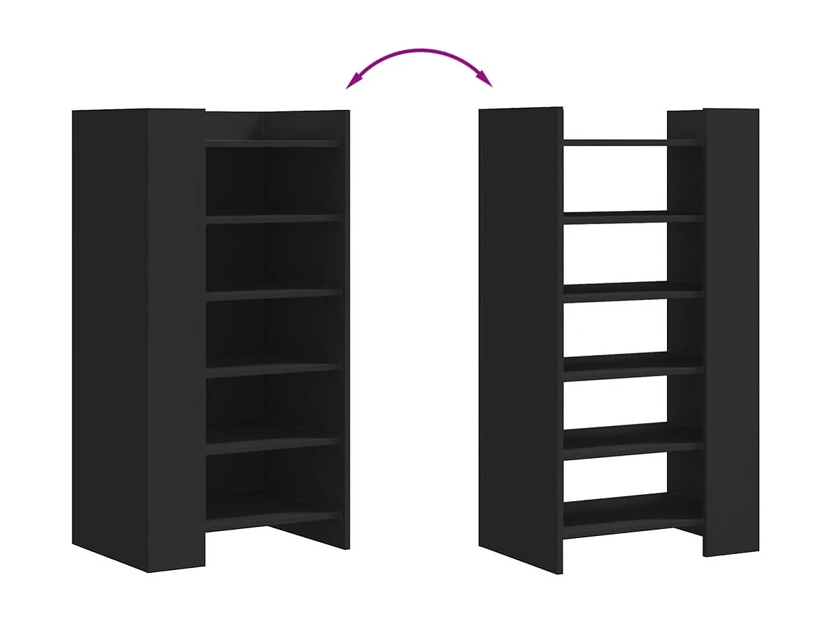 Zapatero negro 52x37,5x100 cm madera contrachapada