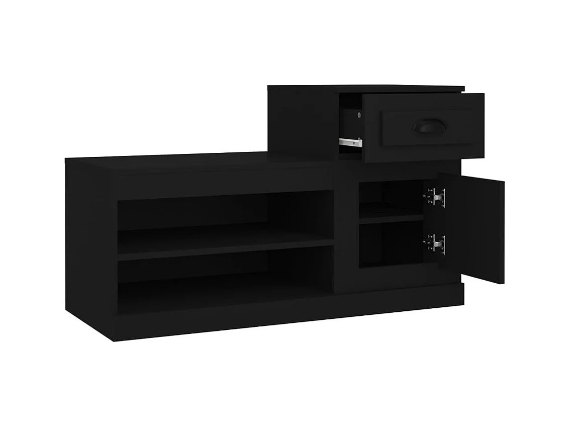 Armoire à chaussures noir 100x42x60 cm bois d'ingénierie