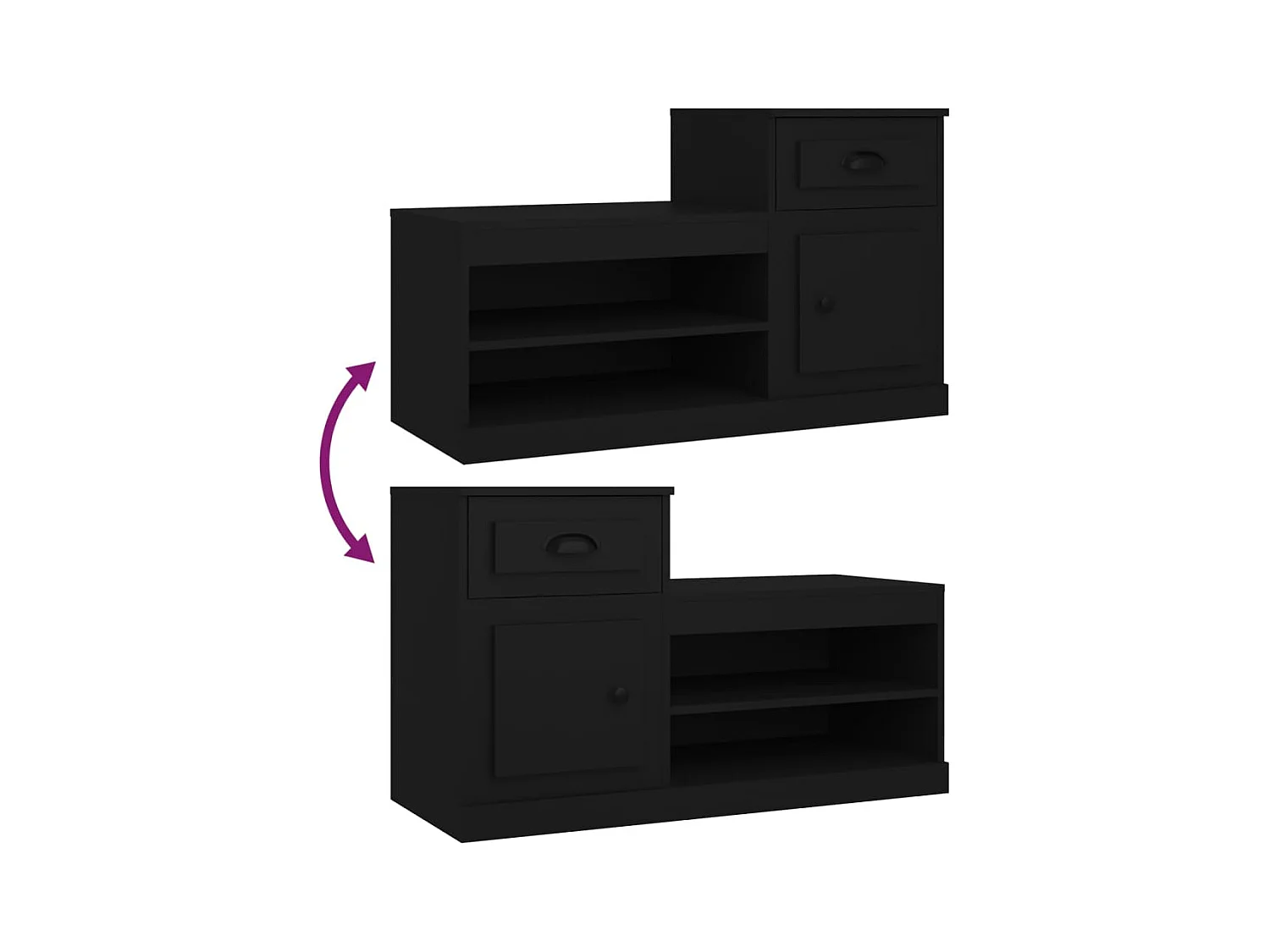 Armoire à chaussures noir 100x42x60 cm bois d'ingénierie