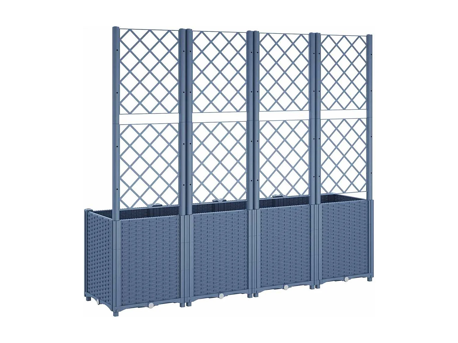 Fioriera con traliccio blu grigio 160x40x140 cm PP