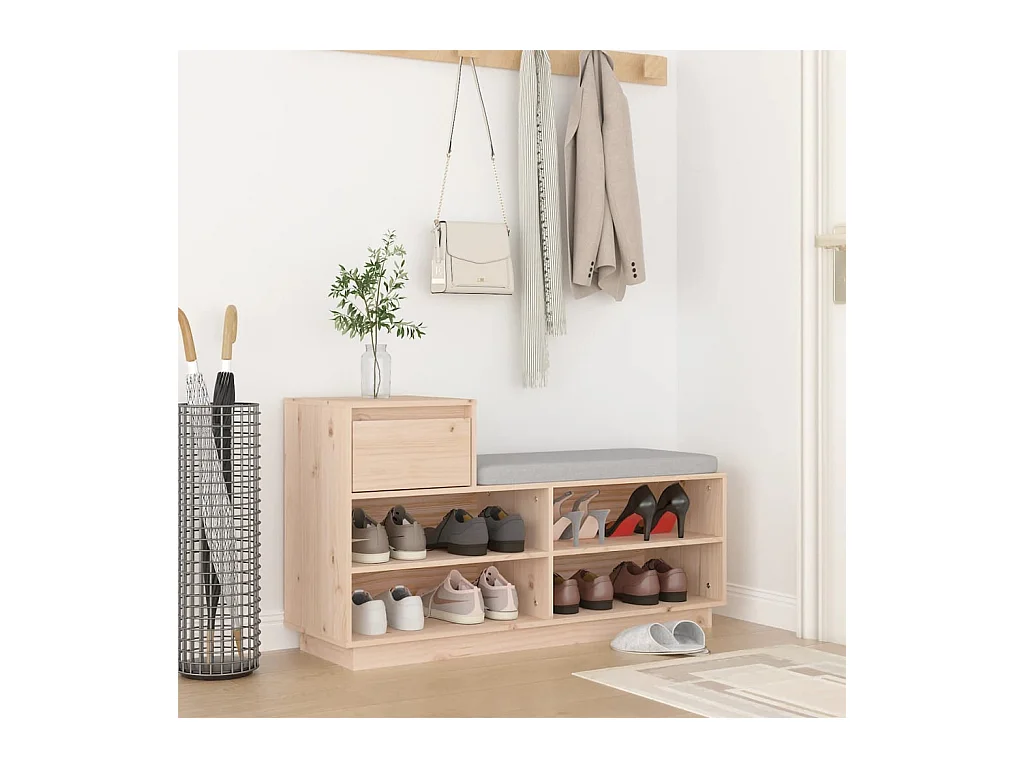 Schuhschrank 110x34x61 cm Massivholz Kiefer