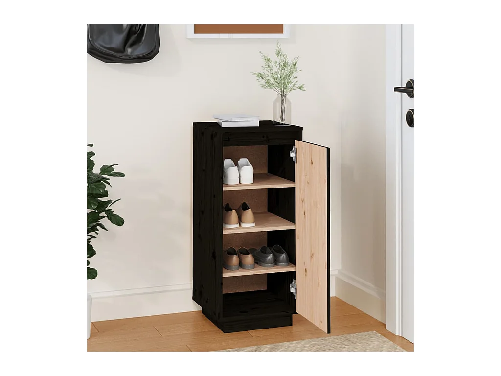 Armoire à chaussures Noir 35x35x80 cm Bois de pin massif